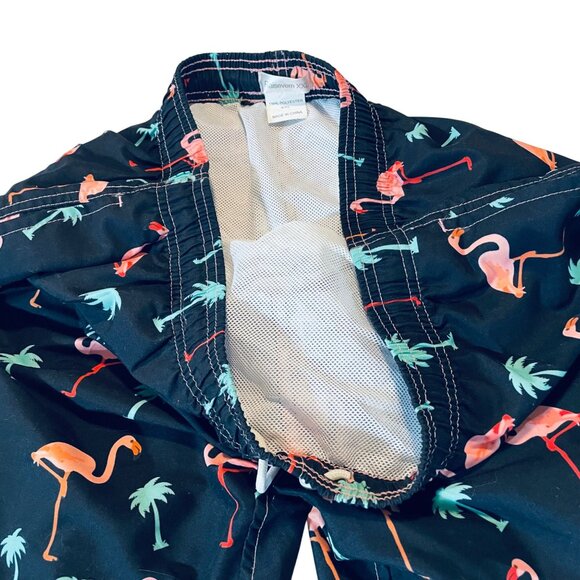 Mens Flamingo & Palm Tree Print Swim Trunks XXL Polyester - Picture 2 of 8